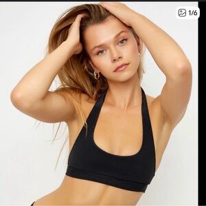 Frankie Bikini Black ribbed Halter bikini top
